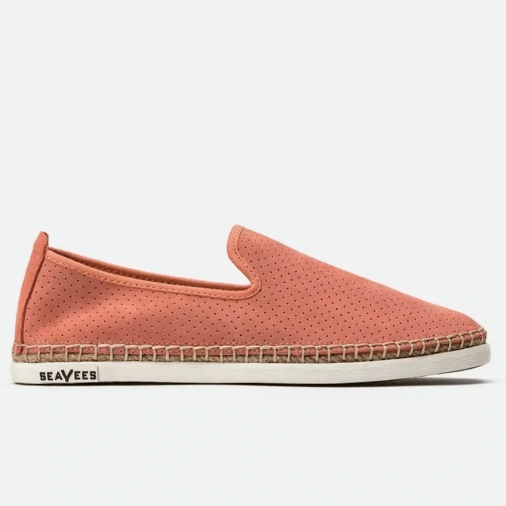 New Seavees Ocean Park Espadrilles Coral Suede Loafers Flats Shoes Sz 6.5